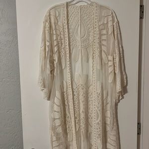 Ivory lace duster, perfect for bridal or beach coverup